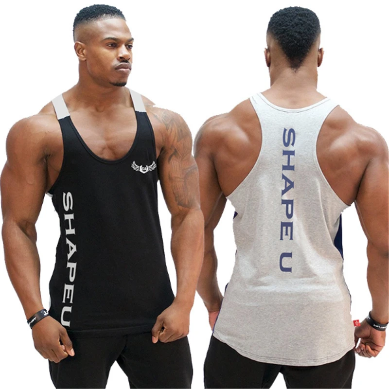 Men Bodybuilding Tank top Gyms Fitness sleeveless shirt New Male Cotton ...