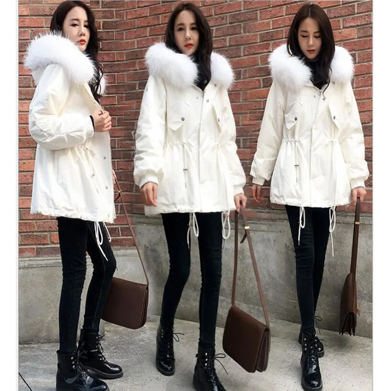 

Winter jacket women cotton jacket female 2019 new coat female thickening parka large fur collar long coat cotton down jacket