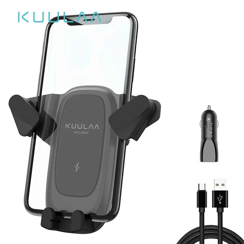 

KUULAA Qi Car Wireless Charger for iPhone Xs X 8 10W Fast Wireless Charging for Samsung Galaxy S9 S10 Car Phone Holder Charger