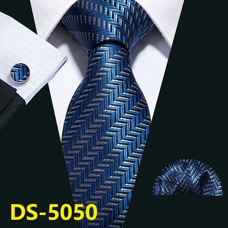 DS-5050 Мужской галстук, золотой, темно-синий, в полоску, шелк, галстук Barry. Wang, 3,4 дюймов, жаккардовые, вечерние, свадебные, тканые, модные, дизайнерские, галстук для мужчин, DS-5032 - Цвет: DS-5050