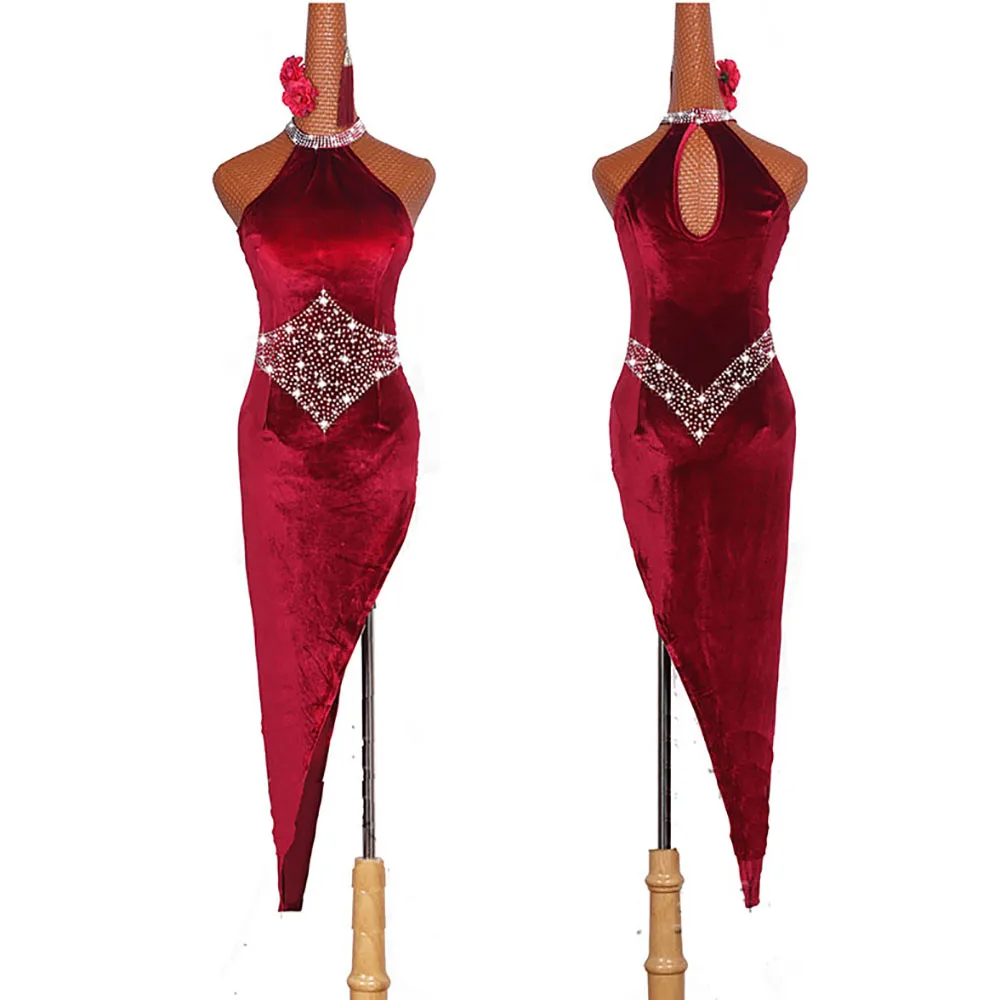 Sexy-Crystals-Latin-Dancing-Dresses-For-Ladies-Red-Wine-Dress-Traditional-Women-Ballroom-Costume-Competitive-Theatrical