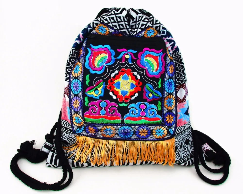 

Tribal Vintage Hmong Thai Indian Ethnic Boho rucksack Boho hippie ethnic bag, backpack bag L size SYS-542A