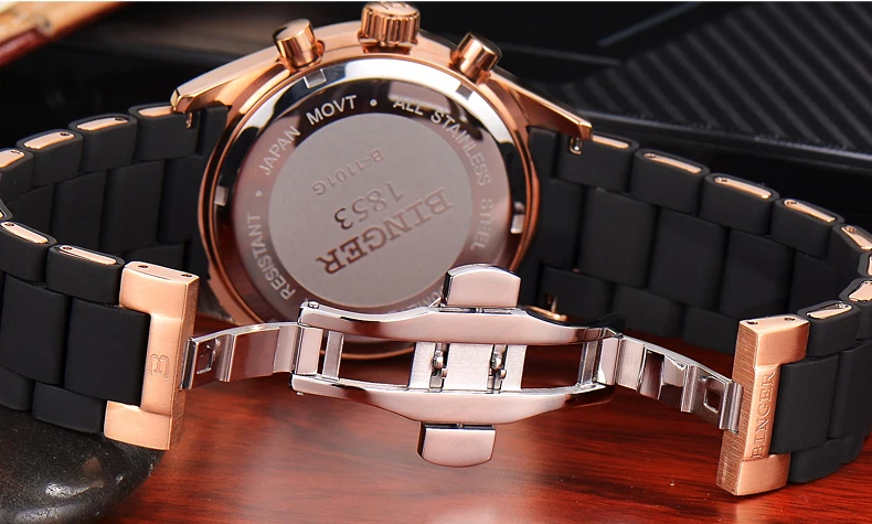 Швейцарские мужские часы люксовый бренд наручные часы Бингер кварцевые часы полностью из нержавеющей стали Хронограф Diver glowwatch BG-0407-2