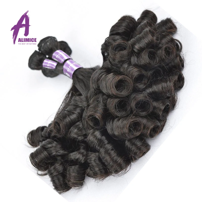 Alimice Indian Curly Human Hair 3 Bundles Deals Up Straight Down Curl Hair Human Hair Extensions 12-30 inch Remy Hair Weaves  (4) - 