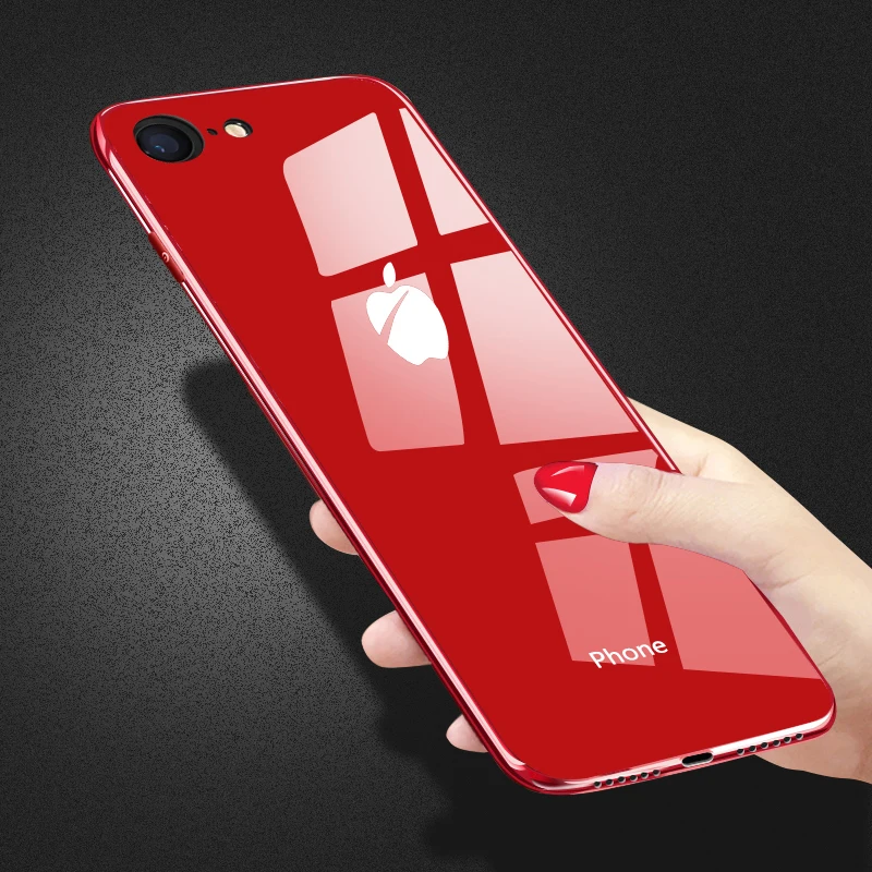 

Tempered Glass Case For iphone XR X XS Max Case Glass Back Cover +Soft TPU Edge Coque For Apple iphone 8 7 6S 6 Plus Phone Cases