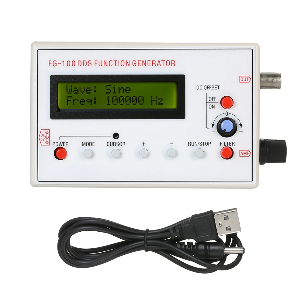 

1HZ-500KHZ DDS Functional Signal Generator Signal Source Module Frequency Counter Sine + Square + Triangle + Sawtooth Waveform