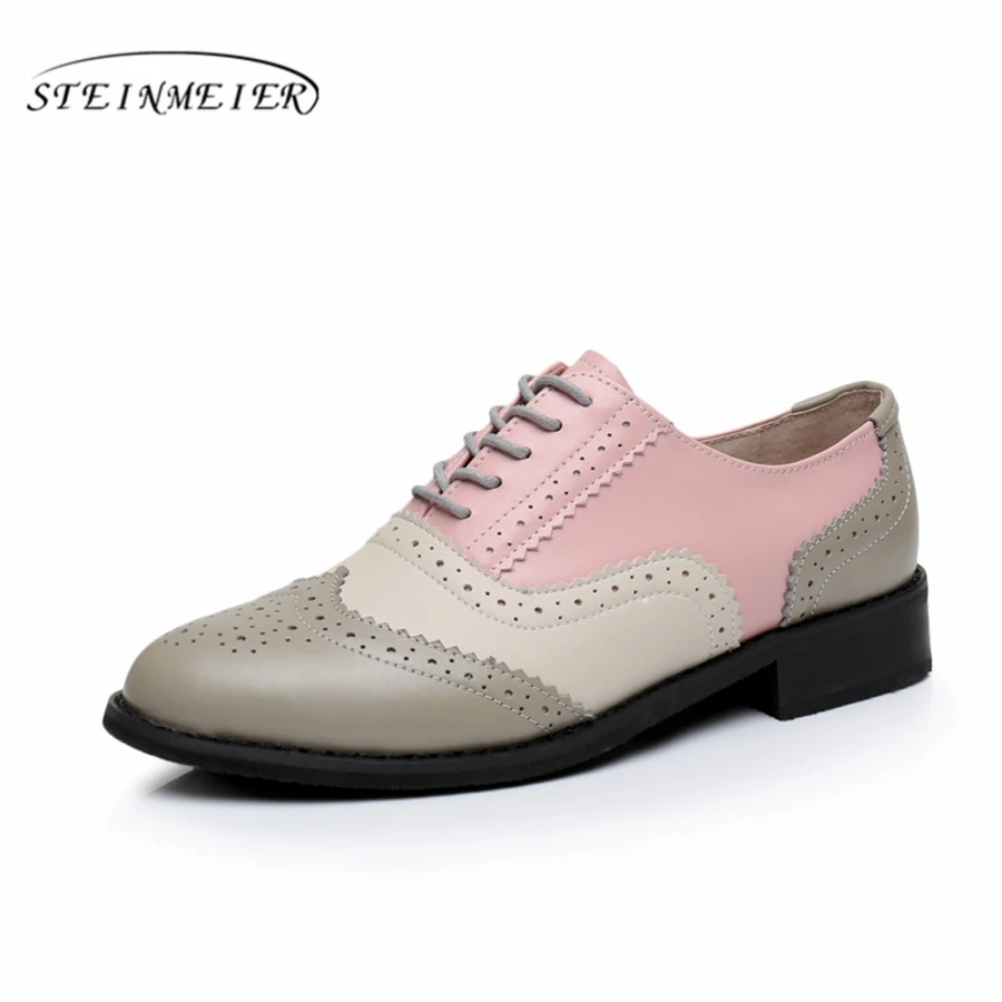 Women Oxford Spring Shoes Genuine Leather Loafers Gray Sneakers Female Oxfords Ladies Single Shoes Summer