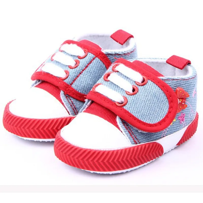 2016Hot Kids Baby Shoes Infant Girls Butterfly Printed Shoes Soft Sole Canvas Shoes Booties For Newborns