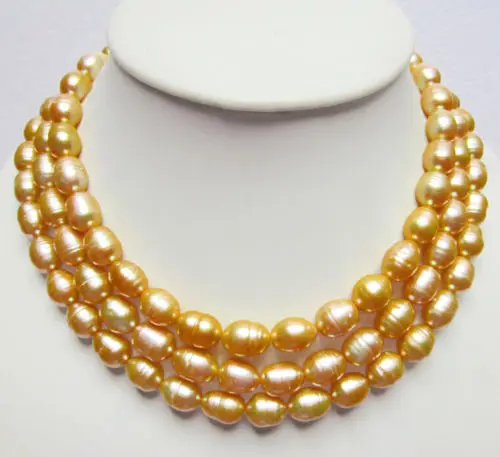 

FREE SHIPPING>>>@@ > HUGE 10-13MM NATURAL SOUTH SEA GENUINE GOLDEN BAROQUE PEARL NECKLACE 49" 14KNoble style Natural Fine jewe f