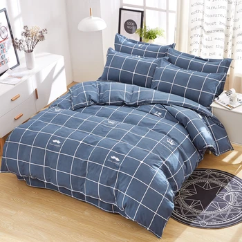 

Lattic Home Textile Cyan Printed Bedding Set Bed Cover Bed Sheet Duvet Cover Pillowcase Bedlinen Bedclothes Queen For Teen Adult