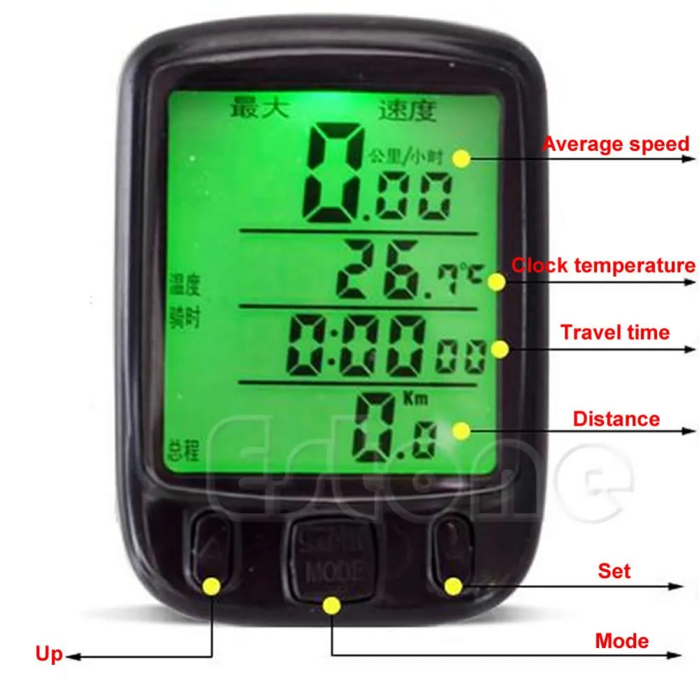 Водонепроницаемый велосипедный велосипед lcd компьютер Спидометр Одометр С Подсветкой
