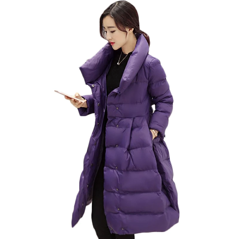 Лидер продаж, зимнее женское пальто, европейский стиль, женские куртки, парки, пальто, дизайн, расклешенная трапециевидная верхняя одежда с поясом XH457