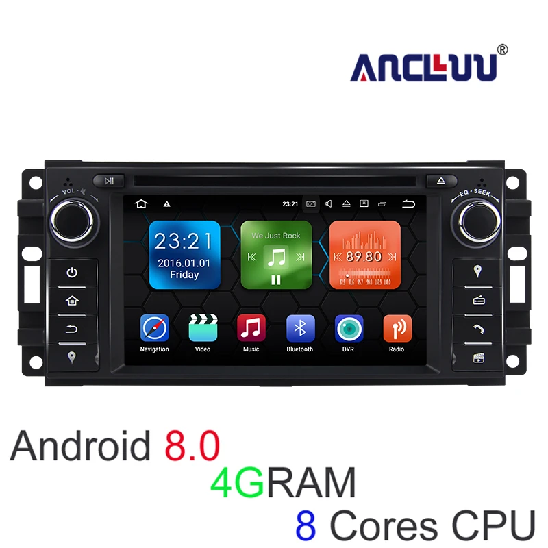 4G RAM Android 8 0 Car DVD Player for Jeep grand wrangler patriot compass journey DODGE