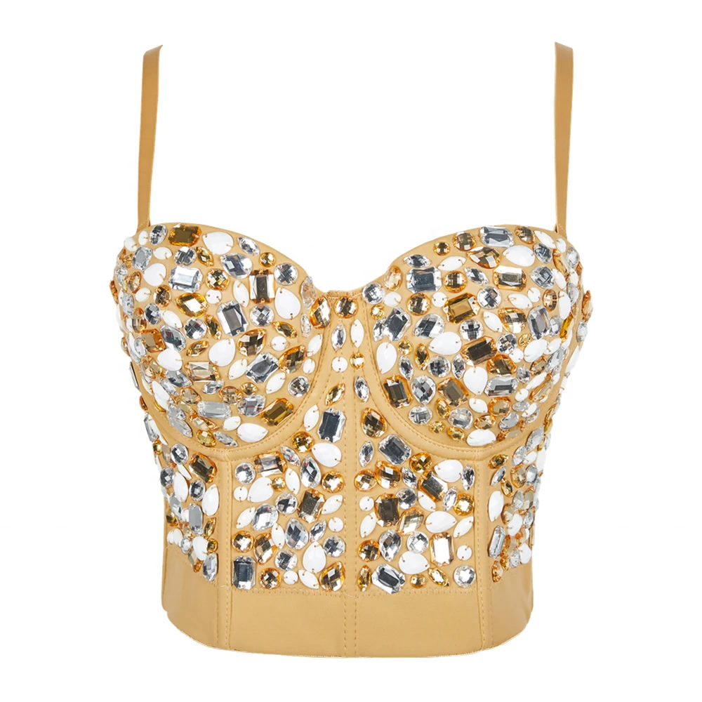 

AtoShare Women's Gold Rhinestone Sleeveless Cropped Tops Sexy Sleeveless Tops for Women Clubwear