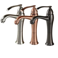 Single Handle 3 color Bathroom Hot and Cold Water Basin Faucet Deck Mounted One Hole Rotate