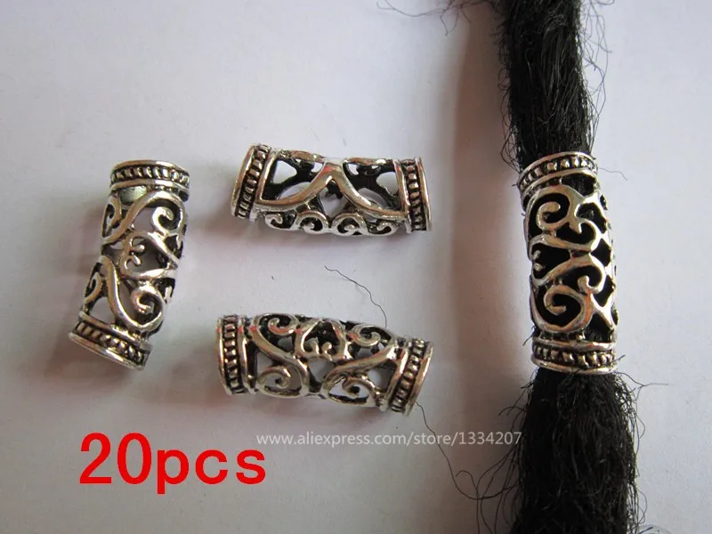 20 шт./лот серебряная металлическая коса для волос dread dreadlock бусины кольца манжеты