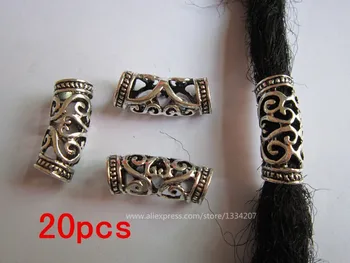 

20Pcs/Lot silver metal hair braid dread dreadlock beads rings tube cuffs Accessories approx 7mm hole