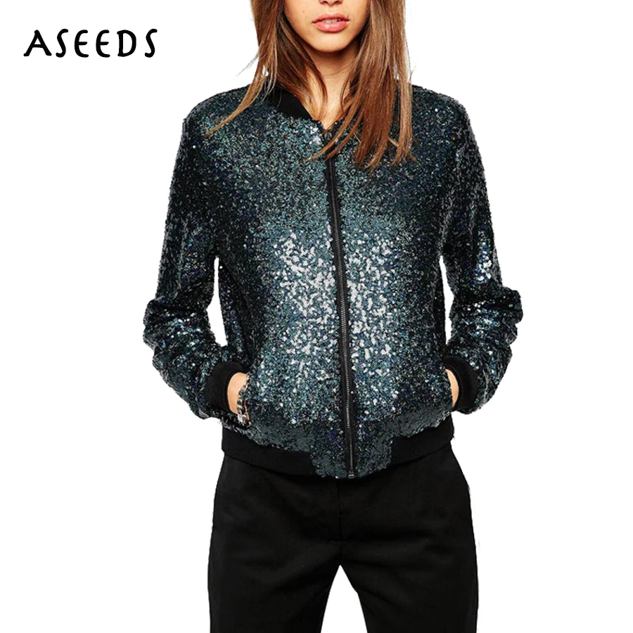 Kopen Lente baseball militaire bomberjack vrouwen basic jassen souvenir mode winter punk rock jaquetas feminino sequin jacket 2017