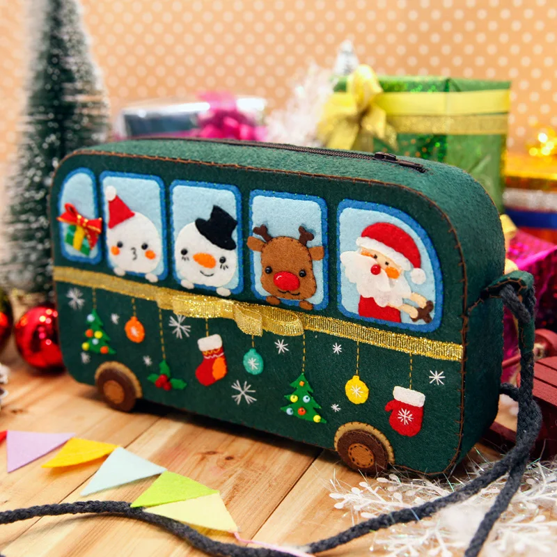 DIY фетровая сумка ручной работы, Рождественская сумка-мессенджер для детей, праздничный подарок, вышивка, искусство, Бесплатный Режущий материал, DIY посылка, набор