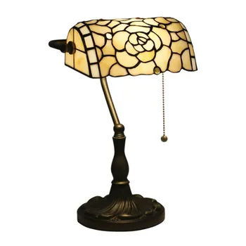 

European Tiffany Handmade Glass Flowers Table Lamp for Foyer Bed Room Bar Apartment Glass Reading Light H 39cm 1048