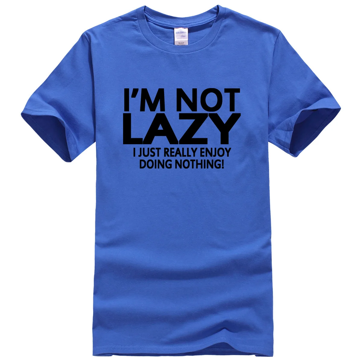 Мужская футболка с коротким рукавом, уличная одежда с надписью «i'm not lazy i just enjoy doing nothing», забавная футболка в стиле хип-хоп, топы, футболки для мужчин - Цвет: blue1