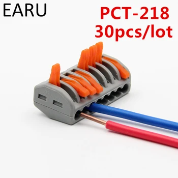 

30Pcs PCT-218 PCT-218 222-418 Universal Compact Wire Wiring Connector Connectors 8 pin Conductor Terminal Block With Lever