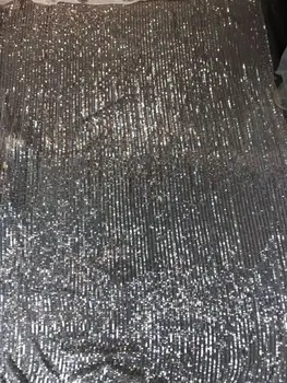 

Silver flowers sequin lace fabric fringe material african french net lace tulle fabric high quality evening dresses5yard/lot