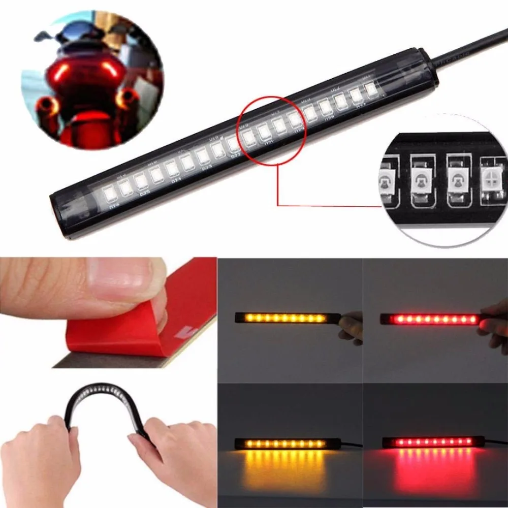 

Motorcycle Flexible Strip Tail Brake Stop Turn Signal Indicator Blinker License Plate Light Integrated For Honda CBR600RR 1000RR