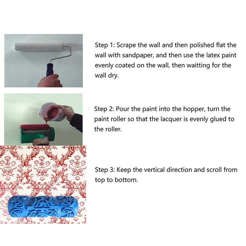 Шаблон кисти декоративная текстура ролика с тиснением пластиковой ручкой с монохромной краской машины для украшения стен ролик