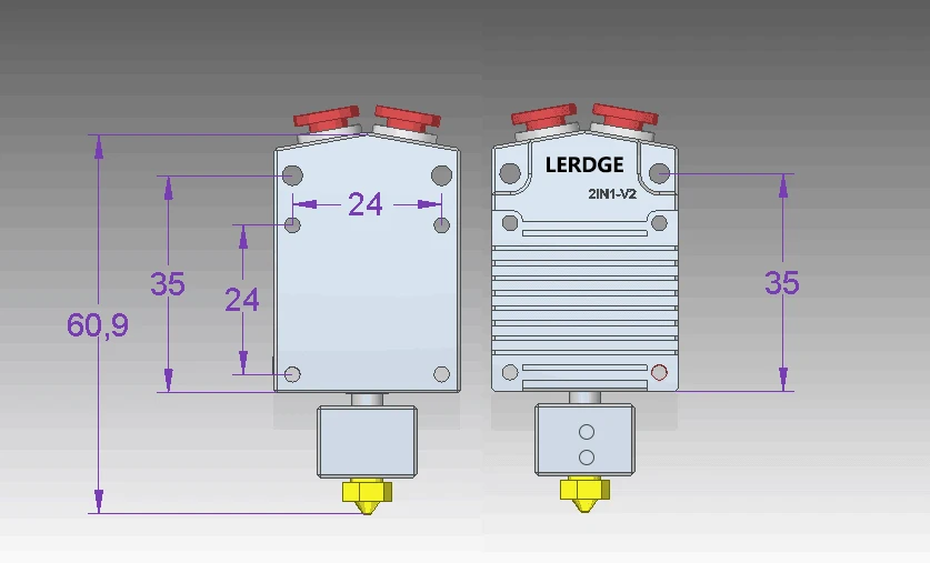 LERDGE 2IN1-V2 Hontend 2 насадки переключение цвета Hotend Diy kit части 3D принтера двойной цвет печатающая головка экструдер 0,4/1,75 мм подарок