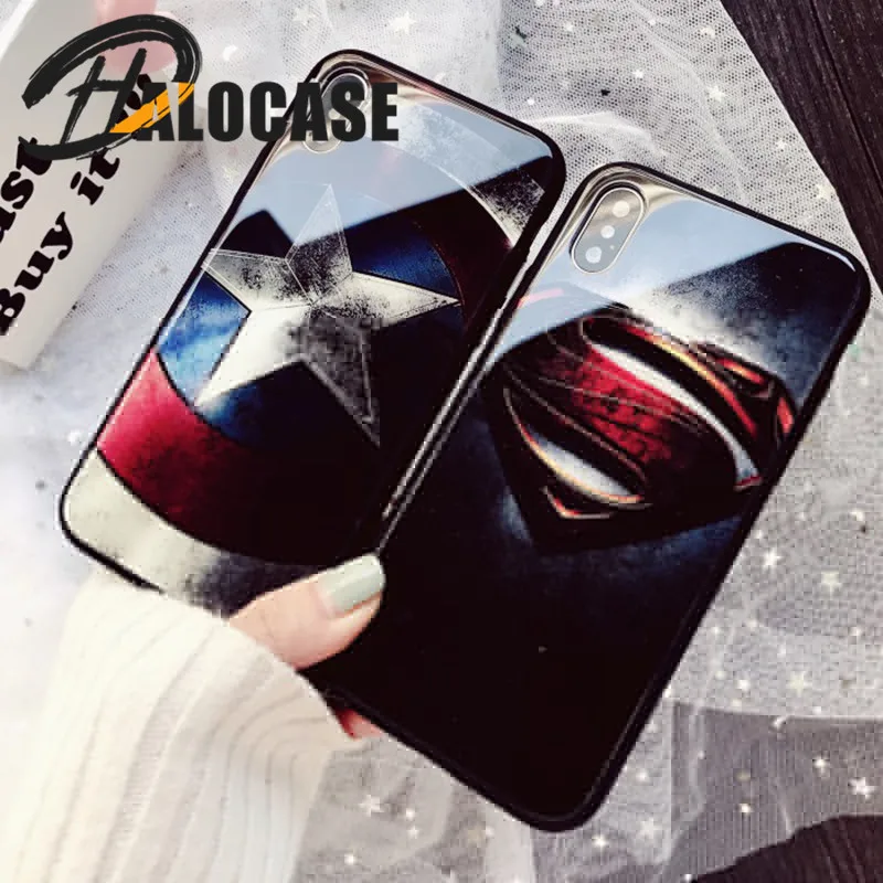 Роскошный чехол из закаленного стекла для телефона с рисунком Супермена, Капитана Америки, комиксов Marvel для iPhone 11 Pro Max XS MAX XR 8 7 6 6s Plus