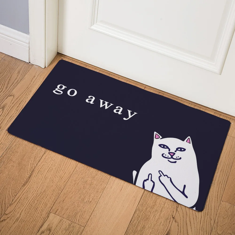 

Cartoon Animal Cat Go Away Printing Doormat Home Decoration Non-slip Floor Mat Cat Door Mat Tapis de bain felpudo PU