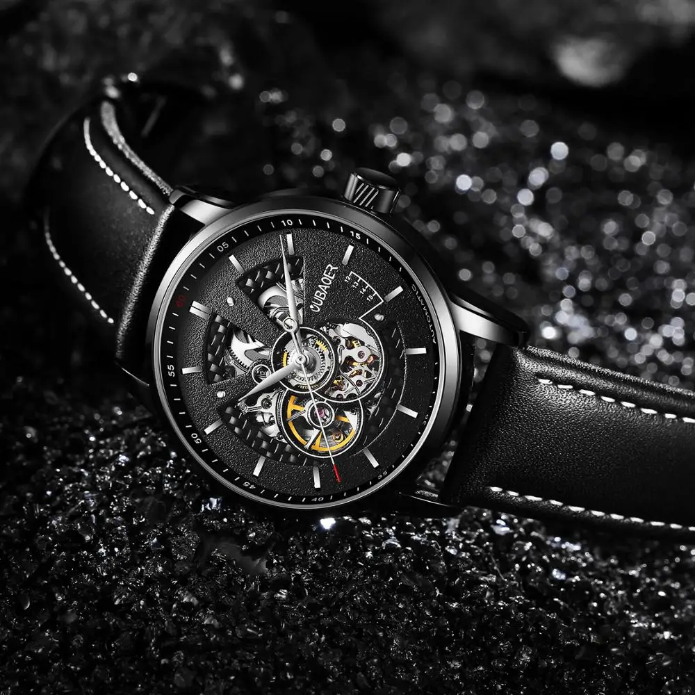 Relogio OUBAOER 2019 Роскошные брендовые автоматические мужские часы Tourbillon кожаные