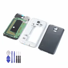 Для samsung Galaxy S5 i9600 G900F G900H G900P G900T G900M Корпус Передняя рамка+ крышка аккумулятора+ средняя рамка+ Инструменты