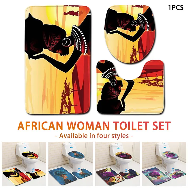 3 unids/set cubierta de asiento de inodoro cojín chica para cuarto de baño Africana bidé estera de baño conjunto de invierno alfombra para alfombras