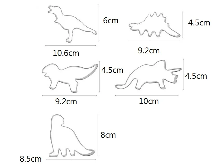 Свитер с рисунком динозавра для нарезки печенья прессформы 5 шт./компл. Нержавеющая сталь печенье Fondant(сахарная) фрезы производитель средство для украшения Аксессуары