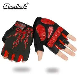 Queshark велосипедные перчатки Половина велосипед палец Перчатки противоударный дышащий MTB горный велосипед перчатки Для мужчин спорта