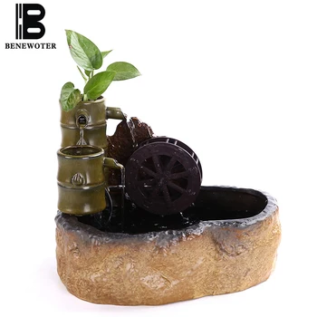 

110/220V Creative Ceramic Flowing Water Fountain Feng Shui Wheel Office Living Room Desktop Fish Tank Decor Humidifier Nebulizer