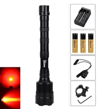 1200 LM 3x T6 красный светодиодный 1-режим оружие, фонарик Охота светильник 3X18650 Зарядное устройство дистанционный переключатель