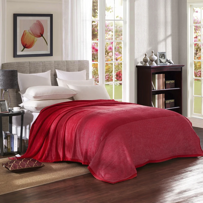 

Large Red Gradient Of Pure Color Berber Fleece Blanket Soft Fleece Thickening Blanket Bed Sheet Flannel Blankets Christmas Warm