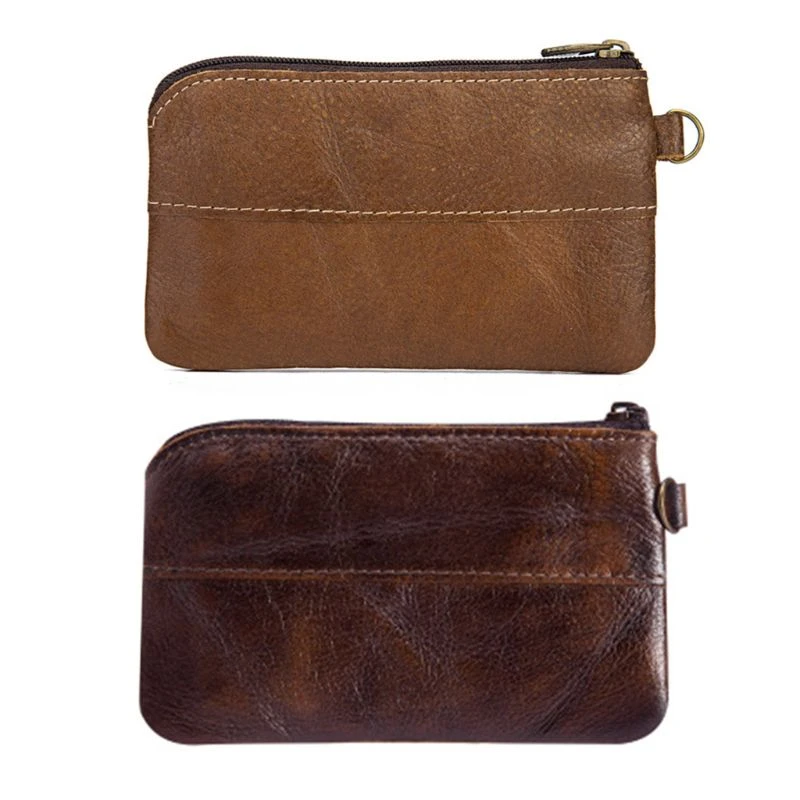 HON Monedero de cuero para mujer y hombre bolso de mano con cremallera pequeño bolso suave #Marrón HON Monedero de cuero para mujer y hombre bolso de mano con cremallera pequeño bolso suave #Marrón