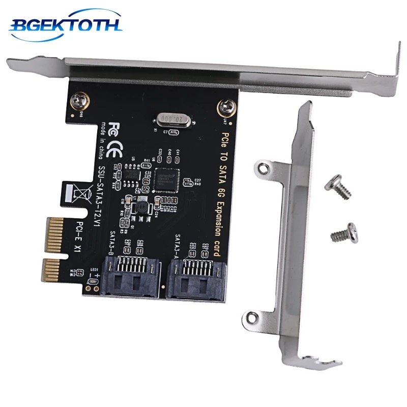 

New PCIe PCI Express to 6G SATA3.0 2-Port SATA III Expansion Controller Card Adapter Feb6