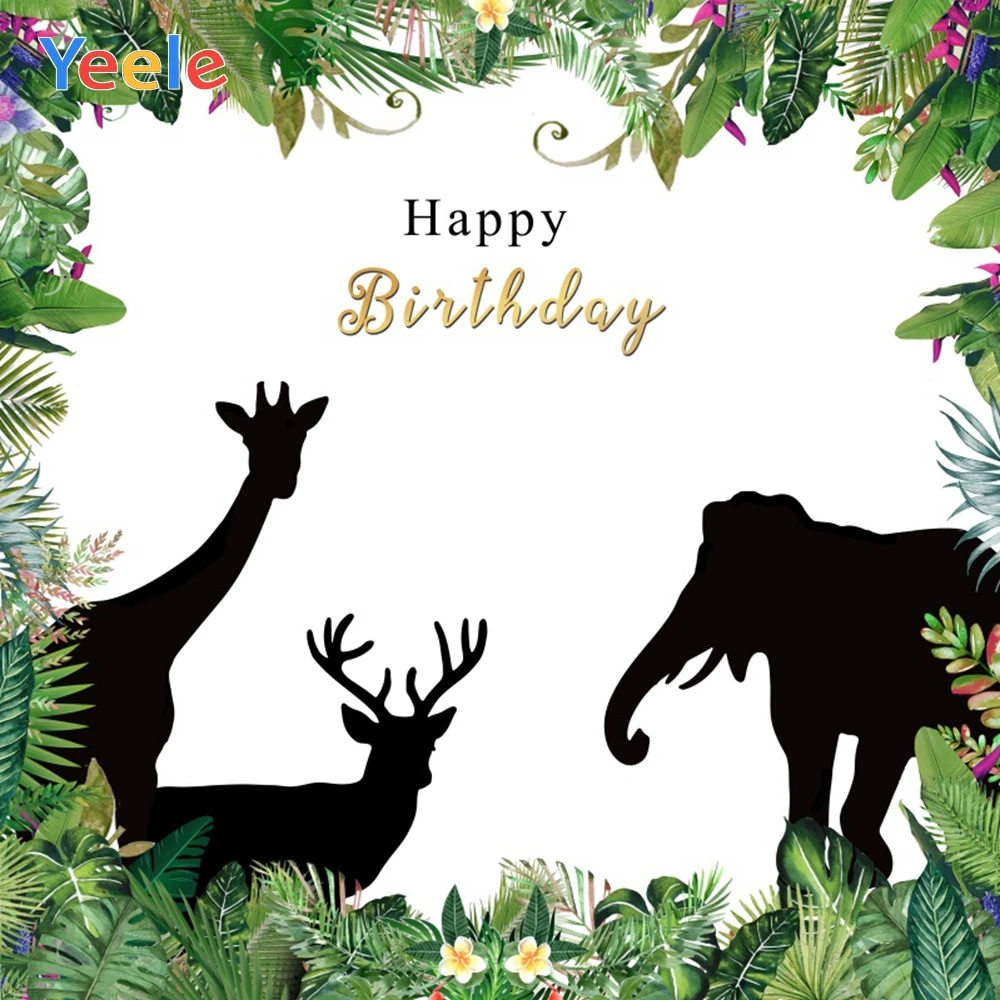 

Yeele Vinyl Birthday Party Giraffe Elephant Plant Photography Background Children Baby Photographic Backdrop For Photo Studio