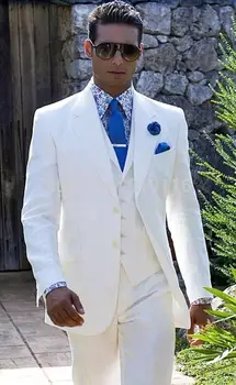 

Ivory Notch Lapel Men Suits 2 Buttons Fashion Tailor-Made Wedding Prom Party Formal Slim Fit (Blazer+Pant+Vest+Tie)