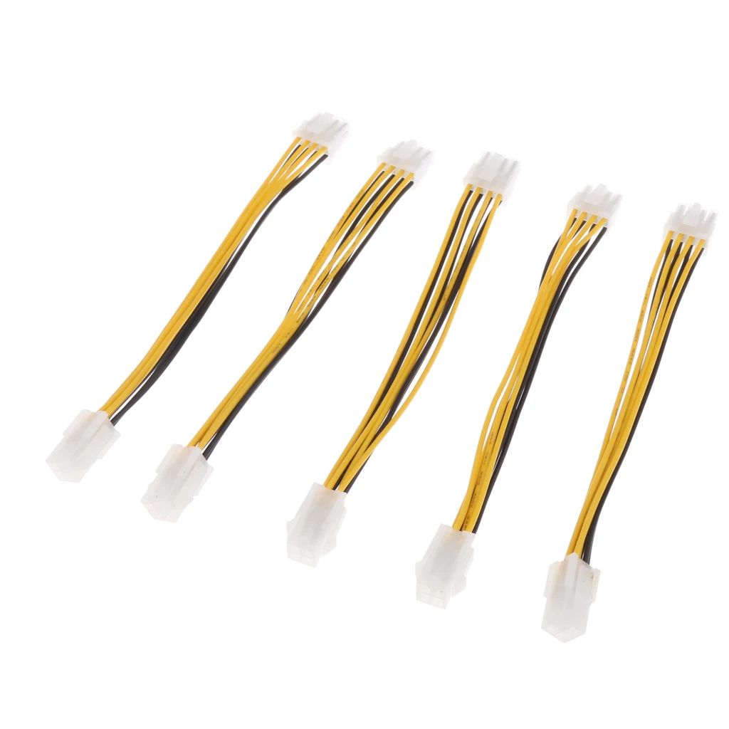 5pcs 4 Pin Female to 8 Pin Male CPU Power Converter Cable Lead Adapter Cord
