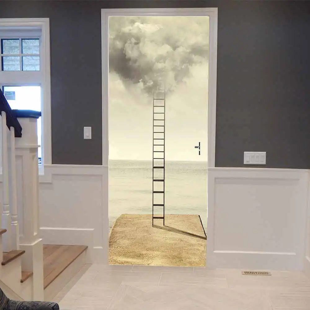 

3D Art Ladder Door Sticker DIY Home Decoration Self Adhesive Waterproof Wallpaper For Bedroom Living Room Murals Poster Decals