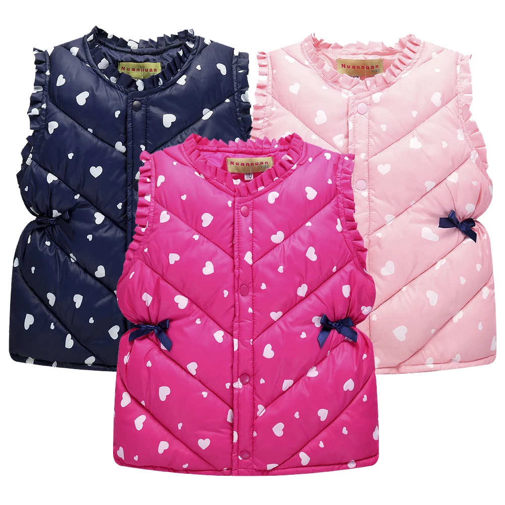 

Autumn Children's Vests Girls Seeveless Outerwear Jackets Cotton Keep Warm Kids Vest For Girl Waistcoat Children Clothing