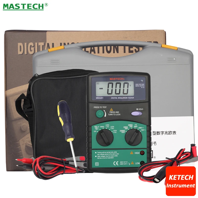 3 &quotЖК дисплей цифровой мега Ом тестер изоляции MASTECH MS5201|insulation tester|mastech ms5201mega ohm