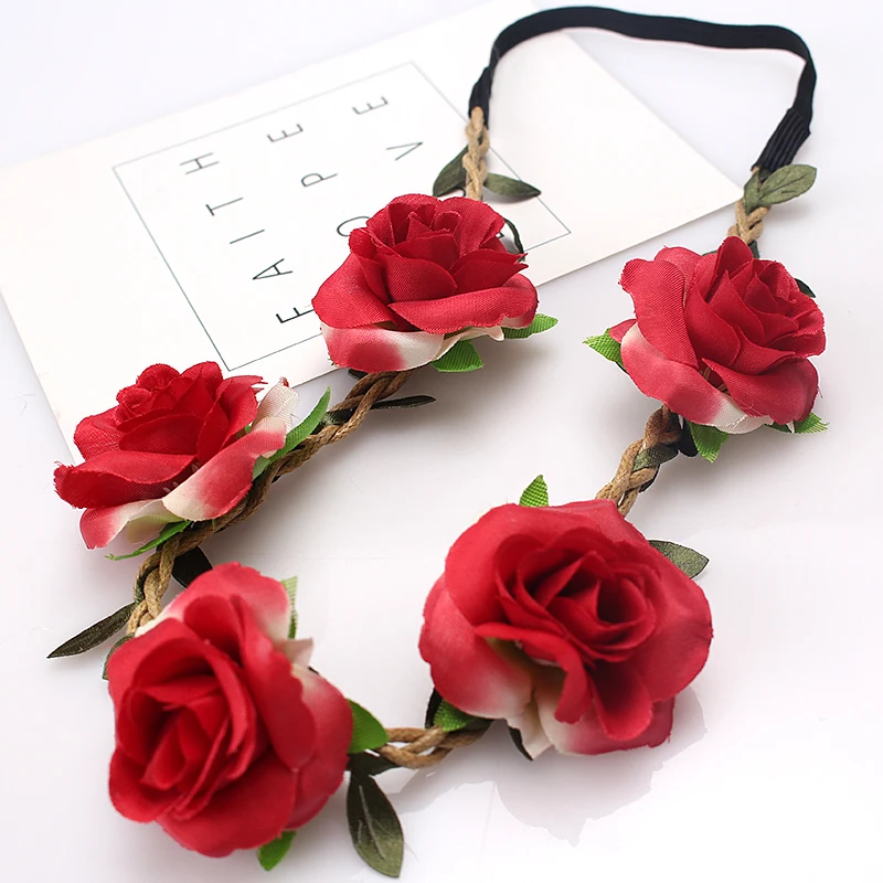 M MISM Модный цветочный ободок с розами головные уборы для женщин и девушек эластичные повязки для волос корейские цветочные повязки для волос аксессуары для волос головной убор