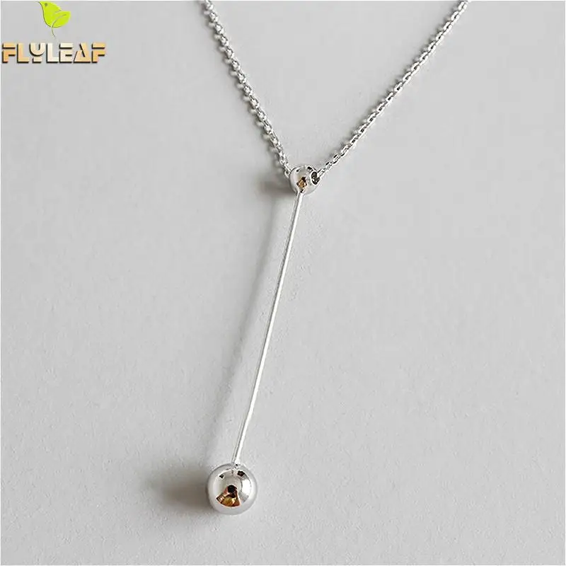 

Flyleaf 925 Sterling Silver Necklace Women Geometric Beads Fashion Chain Fine Jewelry Party Simple Necklaces & Pendants